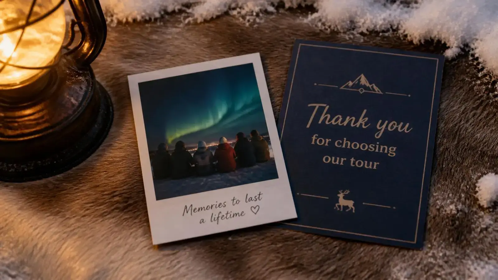 A Polaroid keepsake and reflective card from a Vulpes Aurora evening.